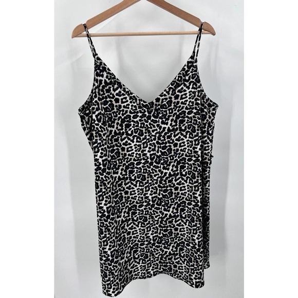 New Look Curves Trendy Leopard Animal Print Sleeveless Slip Dress Womens 18 Sexy - Picture 1 of 5